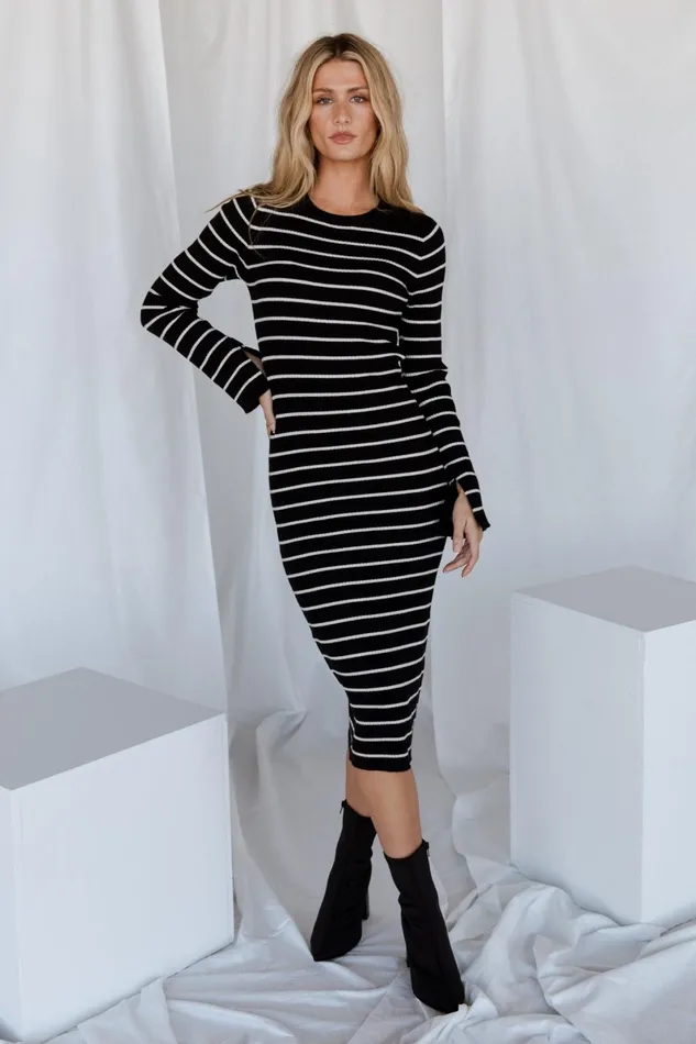 Iggy Sweater Dress Black Ivory Women Baltic Born Sweaters