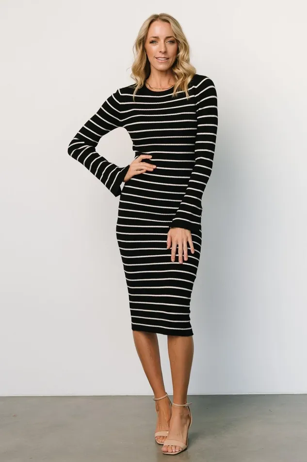 Iggy Sweater Dress Black Ivory Women Baltic Born Sweaters