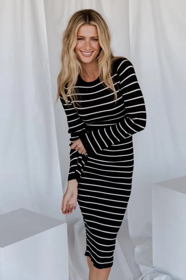 Iggy Sweater Dress Black Ivory Women Baltic Born Sweaters