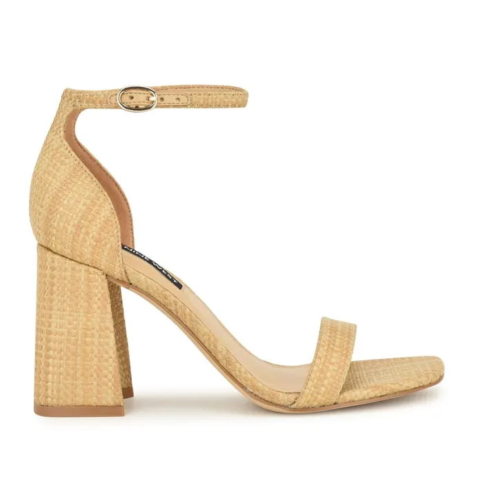 Ilea Ankle Strap Sandals Natural Raffia Women Nine West Dress