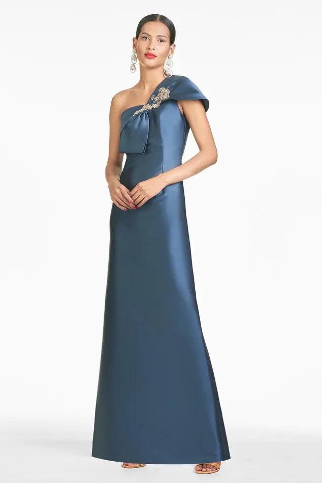 Ines Gown 8211 Steel Blue Women Sachin and Babi Evening