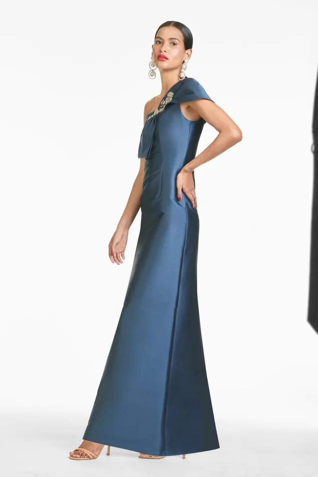 Ines Gown 8211 Steel Blue Women Sachin and Babi Evening