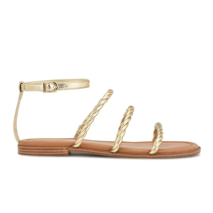 Ipster Ankle Strap Flat Sandals Gold Women Nine West Flats