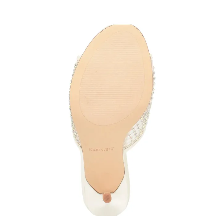 Iriep Heeled Slide Sandals Ivory Mesh Women Nine West Heeled Iriep Heeled Slide Sandals Ivory Mesh Women Nine West Heeled