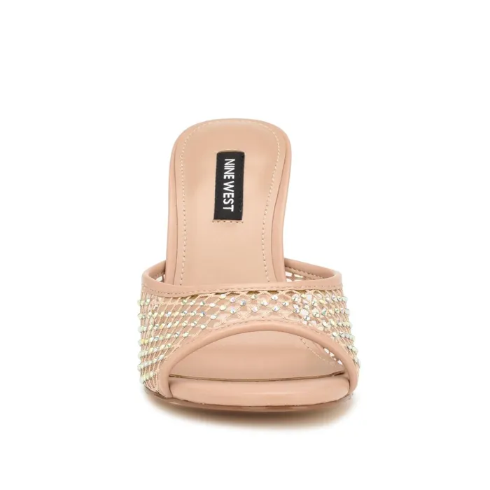 Iriep Heeled Slide Sandals Light Natural Mesh Women Nine West Sandals Iriep Heeled Slide Sandals Light Natural Mesh Women Nine West Sandals