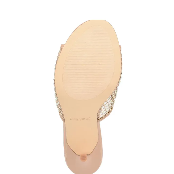Iriep Heeled Slide Sandals Light Natural Mesh Women Nine West Sandals Iriep Heeled Slide Sandals Light Natural Mesh Women Nine West Sandals