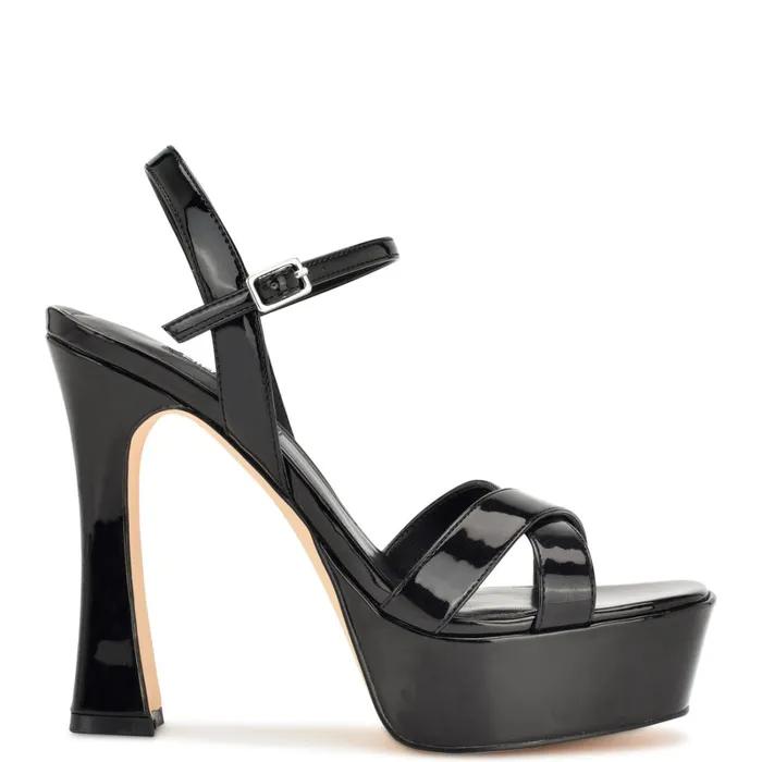 Iriv Platform Sandals Black Patent Women Nine West Platforms