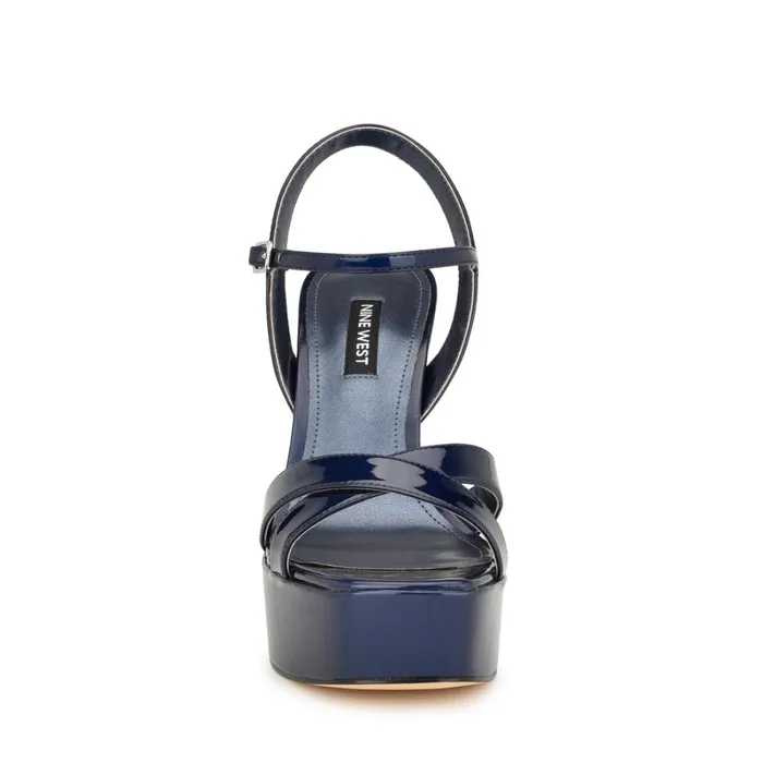 Iriv Platform Sandals Blue Patent Women Nine West Dress Iriv Platform Sandals Blue Patent Women Nine West Dress