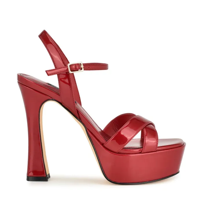 Iriv Platform Sandals Red Patent Women Nine West Heeled