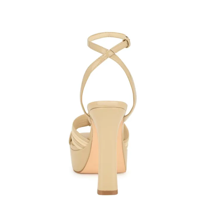 Irna Platform Ankle Strap Knotted Sandals Light Natural Patent Women Nine West Dress Irna Platform Ankle Strap Knotted Sandals Light Natural Patent Women Nine West Dress