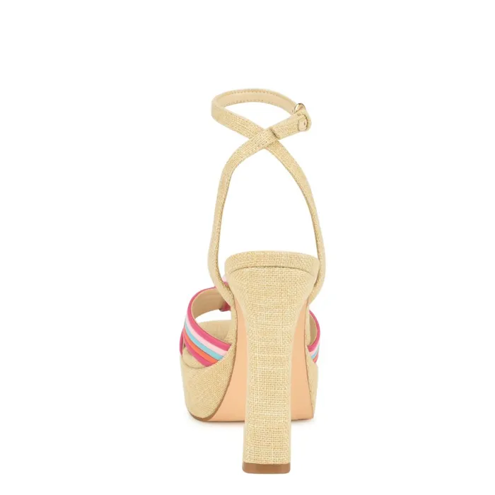 Irna Platform Ankle Strap Knotted Sandals Pink Women Nine West Platforms Irna Platform Ankle Strap Knotted Sandals Pink Women Nine West Platforms