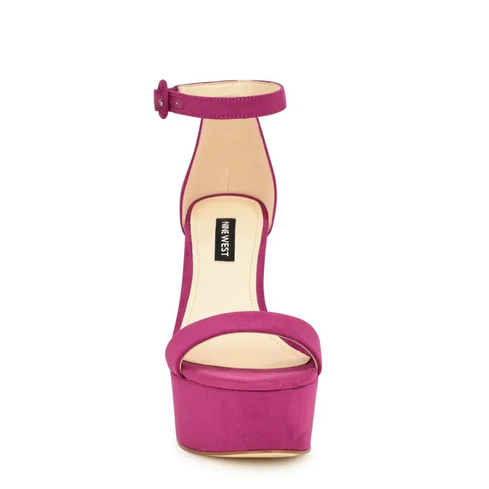 Ivana Ankle Strap Sandals Pink Suede Women Nine West Heeled Ivana Ankle Strap Sandals Pink Suede Women Nine West Heeled