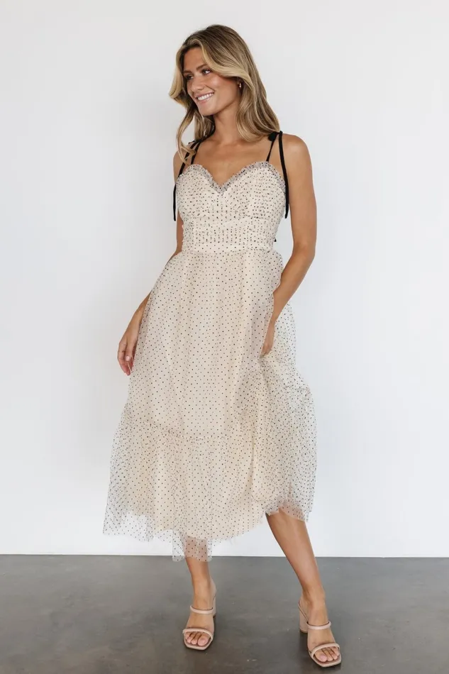 Izzy Tulle Midi Dress Cream Black Women Baltic Born Tulle Styles