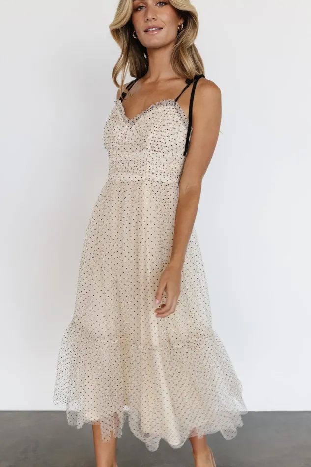 Izzy Tulle Midi Dress Cream Black Women Baltic Born Tulle Styles
