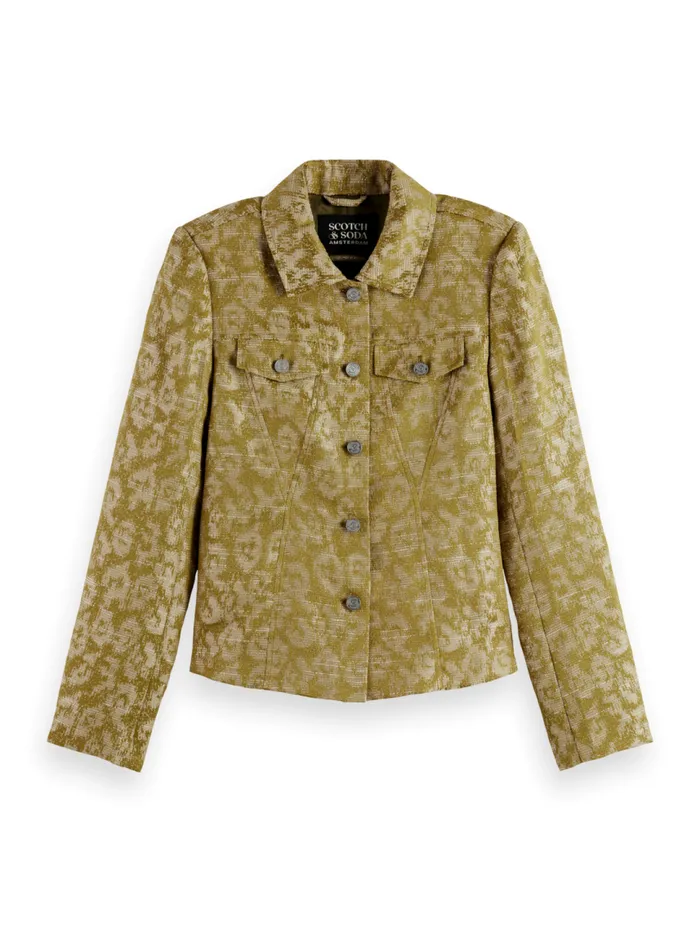 JACQUARD FITTED TRUCKER BLAZER Ikat Leopard Women Scotch and Soda Blazers