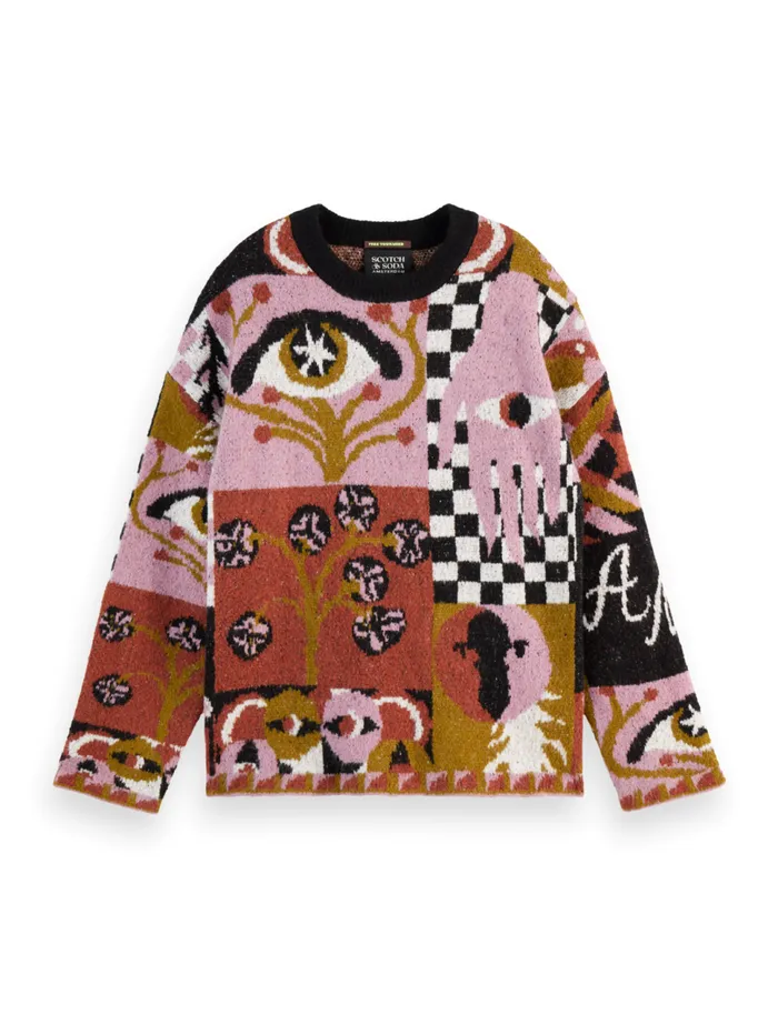 JACQUARD OVERSIZED PULLOVER Free Mind Jacquard Women Scotch and Soda Knitwear JACQUARD OVERSIZED PULLOVER Free Mind Jacquard Women Scotch and Soda Knitwear