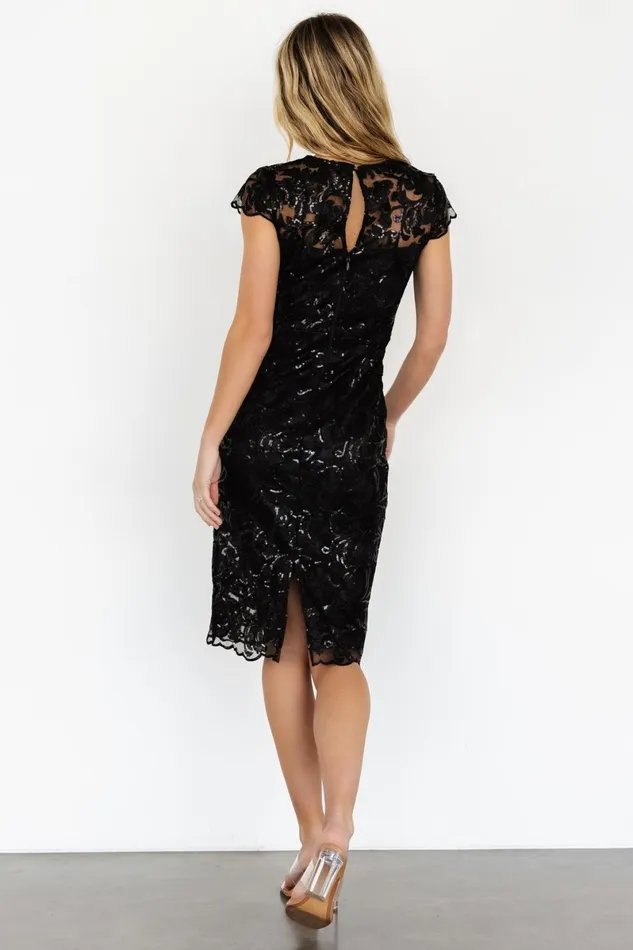 Jacqueline Embossed Midi Dress Black Women Baltic Born Embellished Sequin Jacqueline Embossed Midi Dress Black Women Baltic Born Embellished Sequin
