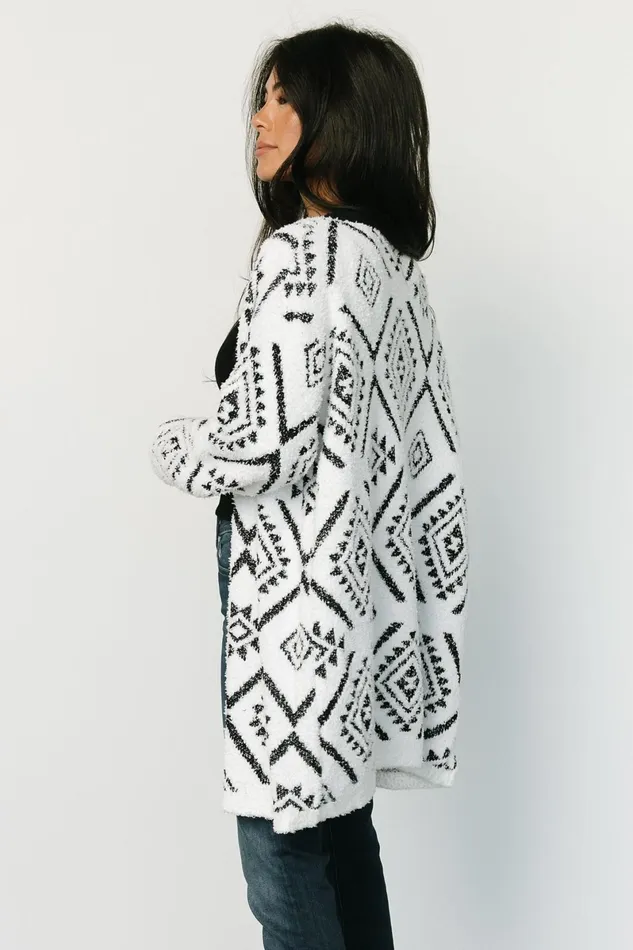 Jay Oversized Cardigan White Black Women Baltic Born Sweaters Jay Oversized Cardigan White Black Women Baltic Born Sweaters