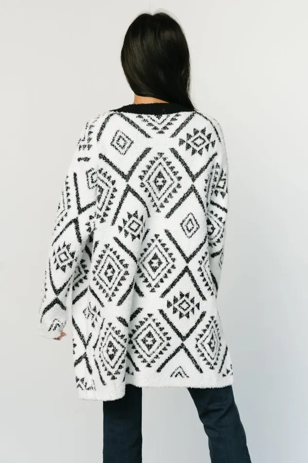 Jay Oversized Cardigan White Black Women Baltic Born Sweaters Jay Oversized Cardigan White Black Women Baltic Born Sweaters