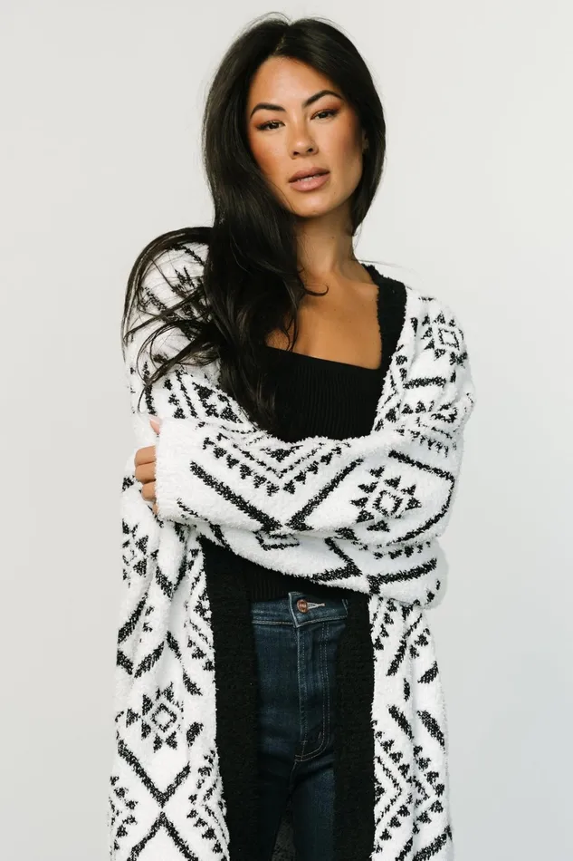 Jay Oversized Cardigan White Black Women Baltic Born Sweaters Jay Oversized Cardigan White Black Women Baltic Born Sweaters