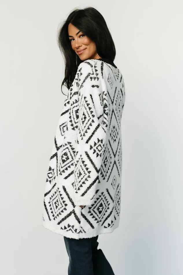 Jay Oversized Cardigan White Black Women Baltic Born Sweaters Jay Oversized Cardigan White Black Women Baltic Born Sweaters
