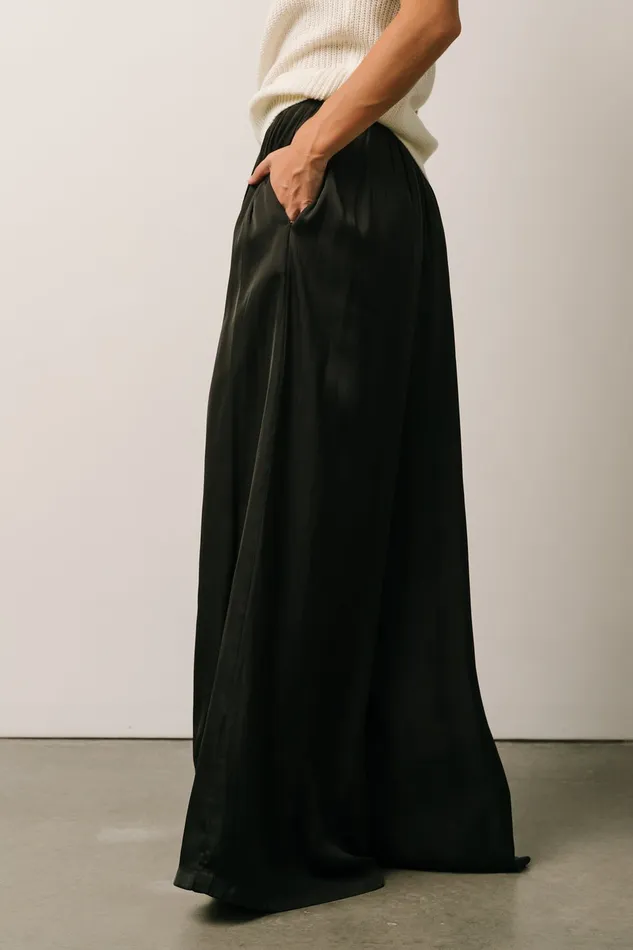 Jayla Palazzo Satin Pant Black Women Baltic Born Pants