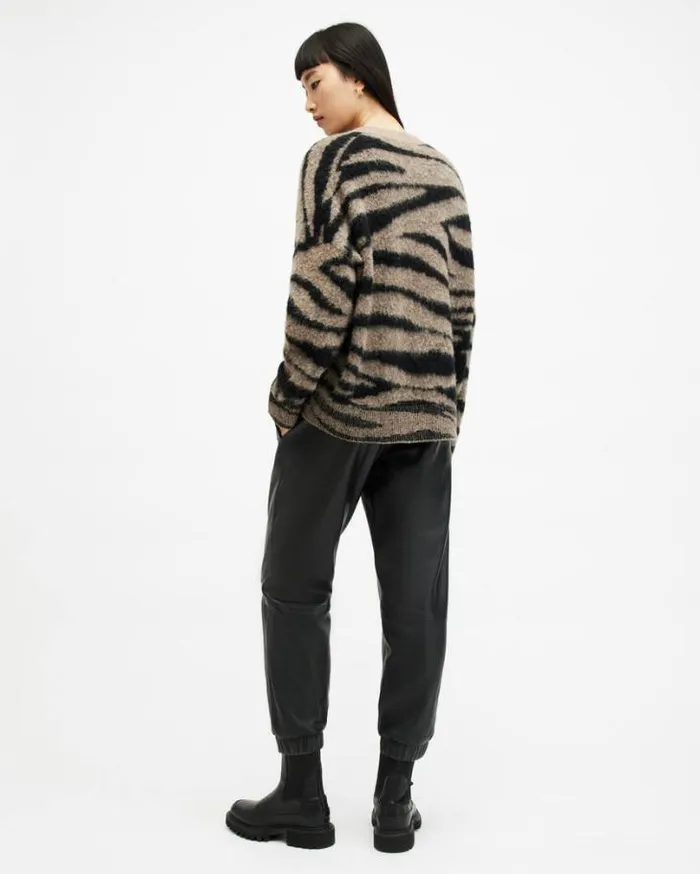 Jen MidRise Leather Jogger Pants Black Women AllSaints Pants and Leggings