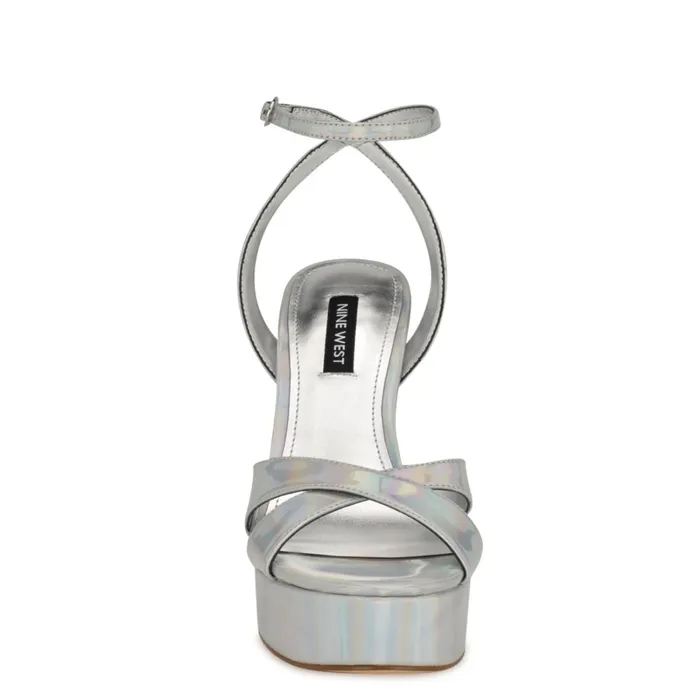 Jessie Platform Ankle Strap Sandals Silver Women Nine West High Heels Jessie Platform Ankle Strap Sandals Silver Women Nine West High Heels