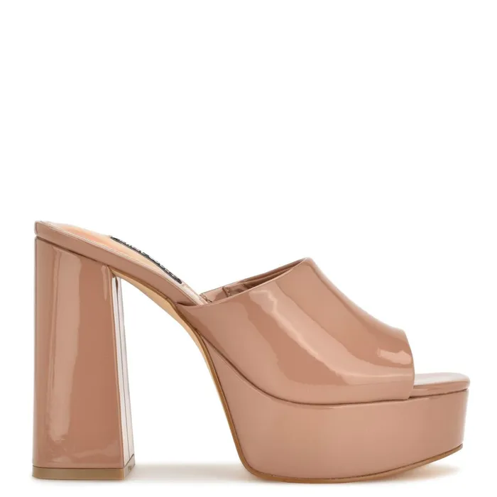 Jilie Platform Slide Sandals Clay Patent Women Nine West Platforms