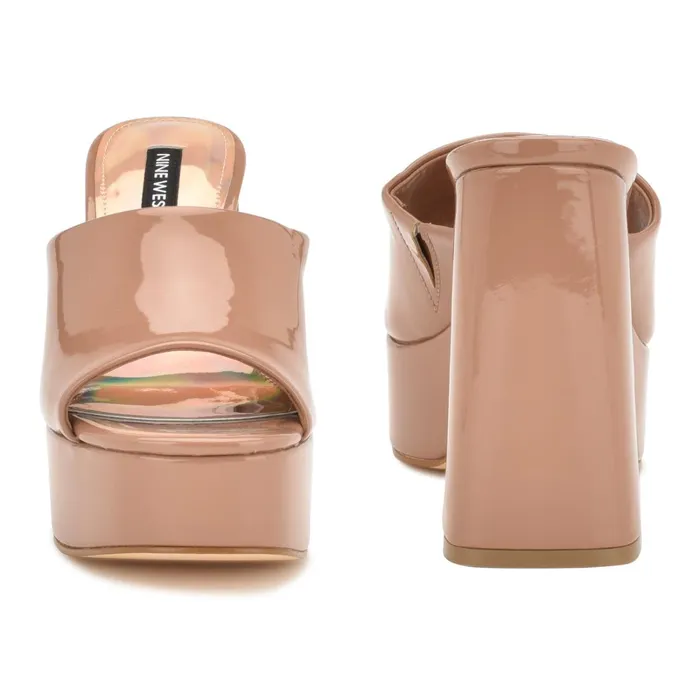Jilie Platform Slide Sandals Clay Patent Women Nine West Platforms Jilie Platform Slide Sandals Clay Patent Women Nine West Platforms