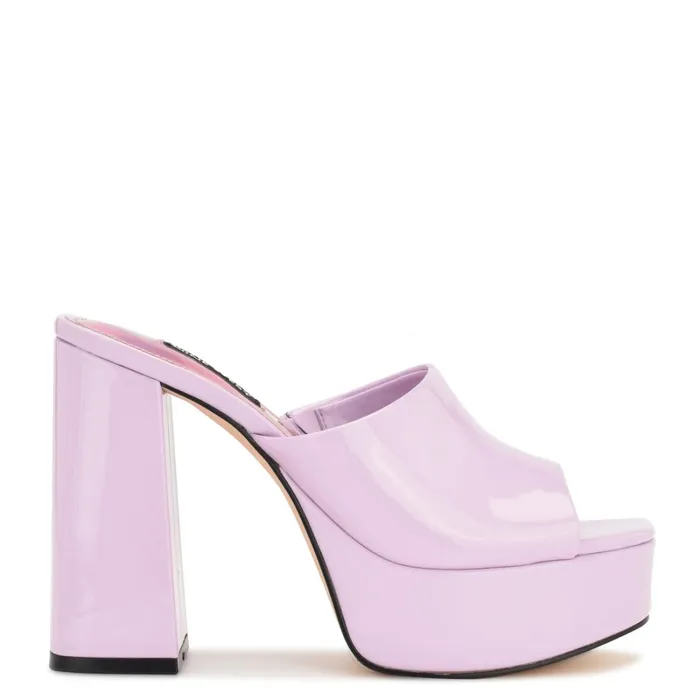 Jilie Platform Slide Sandals Lilac Patent Women Nine West Platforms