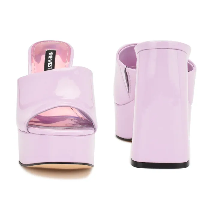 Jilie Platform Slide Sandals Lilac Patent Women Nine West Platforms Jilie Platform Slide Sandals Lilac Patent Women Nine West Platforms