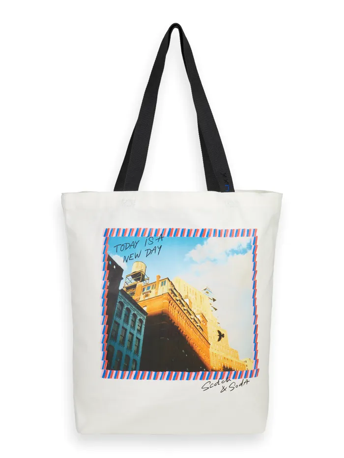JOE JONAS X SCOTCH SODA PRINTED CANVAS TOTE White Women Scotch and Soda Bags