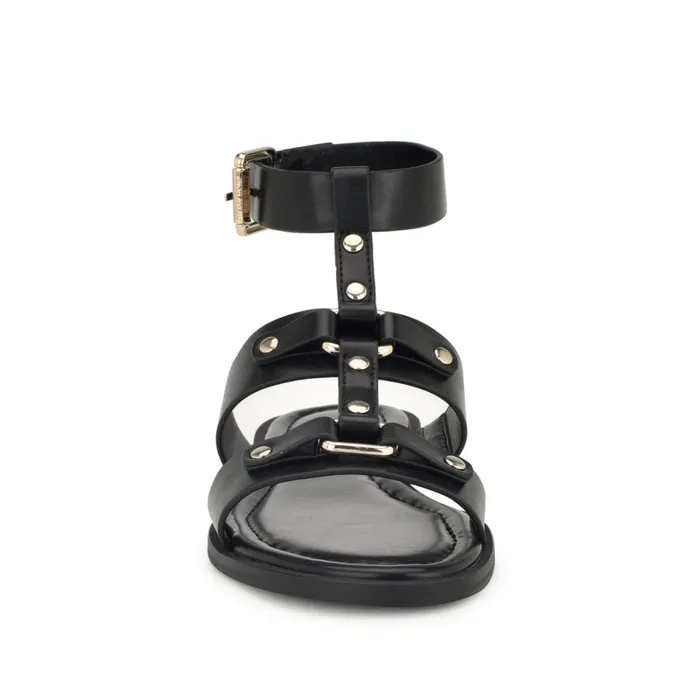 Jouise Ankle Strap Flat Sandals Black Women Nine West Low Heel Jouise Ankle Strap Flat Sandals Black Women Nine West Low Heel
