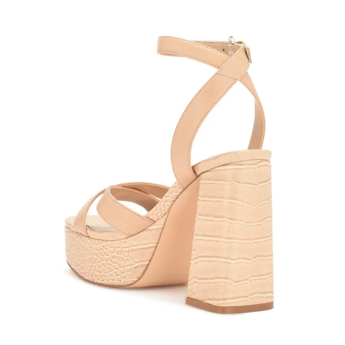 Joya Platform Sandals Warm Blush Croco Women Nine West High Heels Joya Platform Sandals Warm Blush Croco Women Nine West High Heels