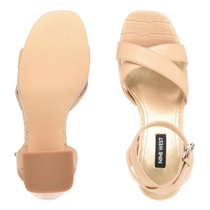 Joya Platform Sandals Warm Blush Croco Women Nine West High Heels Joya Platform Sandals Warm Blush Croco Women Nine West High Heels