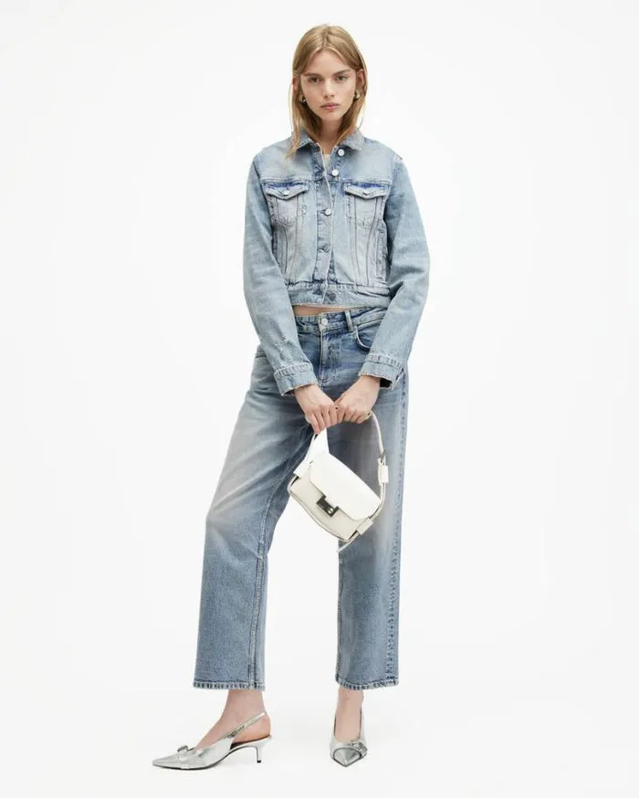 Juno Denim Trucker Jacket Vintage Indigo Women AllSaints Jackets and Coats