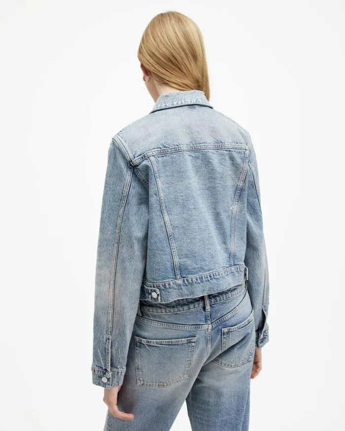 Juno Denim Trucker Jacket Vintage Indigo Women AllSaints Jackets and Coats