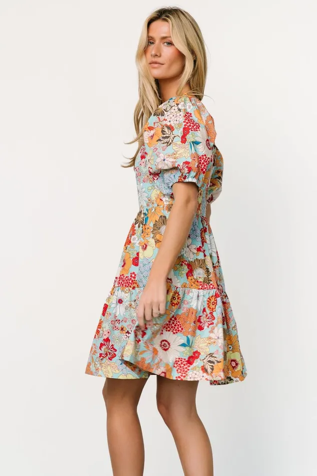 Kallie Puff Sleeve Short Dress Multi Print Women Baltic Born Short Dresses Kallie Puff Sleeve Short Dress Multi Print Women Baltic Born Short Dresses