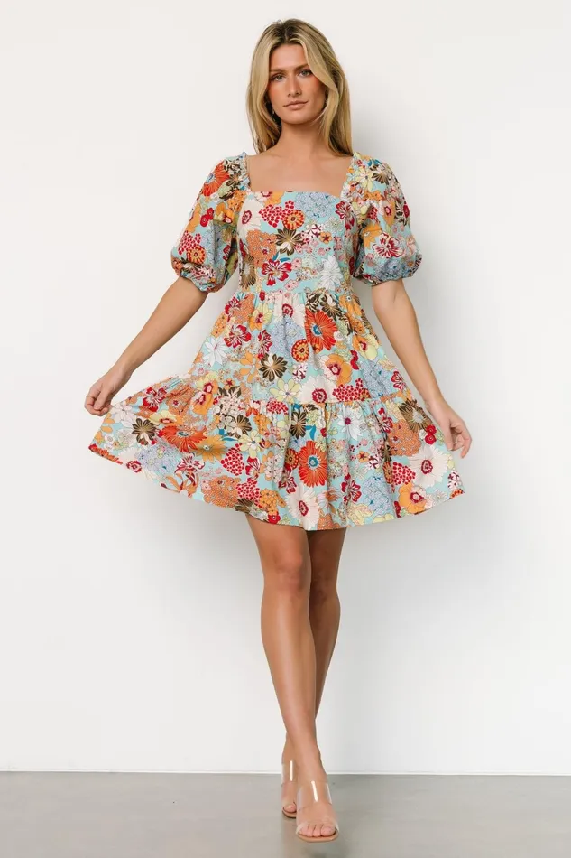 Kallie Puff Sleeve Short Dress Multi Print Women Baltic Born Short Dresses Kallie Puff Sleeve Short Dress Multi Print Women Baltic Born Short Dresses