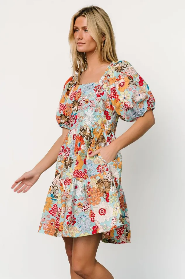 Kallie Puff Sleeve Short Dress Multi Print Women Baltic Born Short Dresses Kallie Puff Sleeve Short Dress Multi Print Women Baltic Born Short Dresses