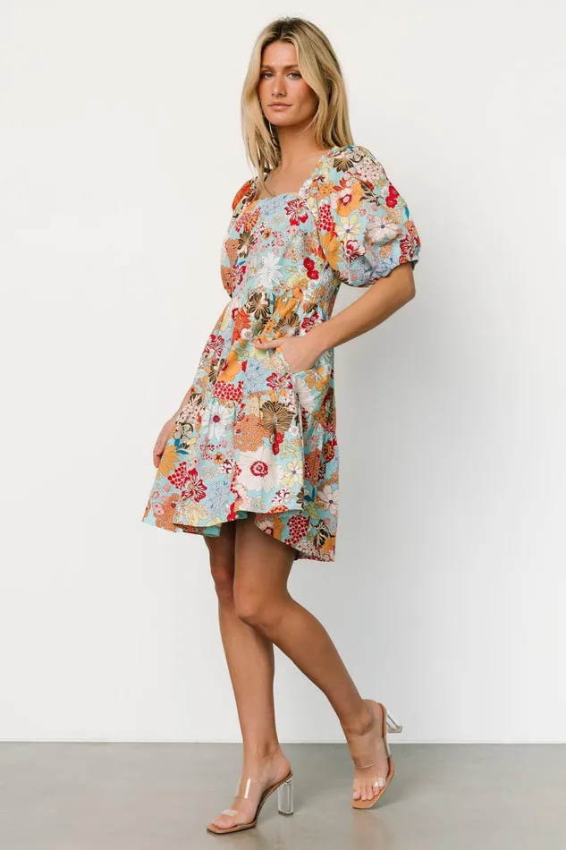 Kallie Puff Sleeve Short Dress Multi Print Women Baltic Born Short Dresses Kallie Puff Sleeve Short Dress Multi Print Women Baltic Born Short Dresses