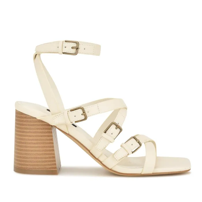 Karrly Ankle Strap Heeled Sandals Ivory Women Nine West Heeled