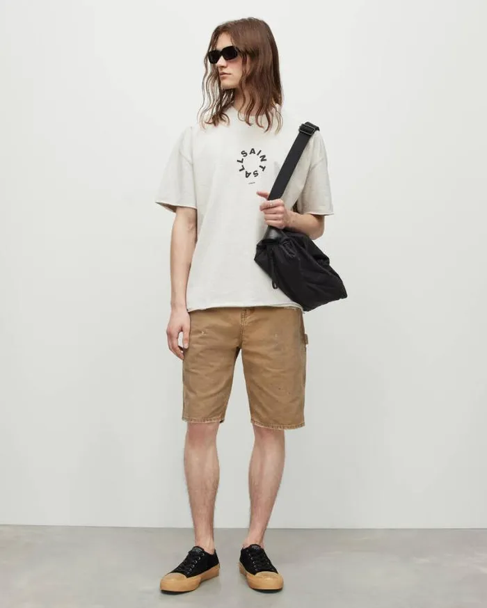 Kayden Oversized Crew Neck Logo TShirt Grey Marl Men AllSaints TShirts