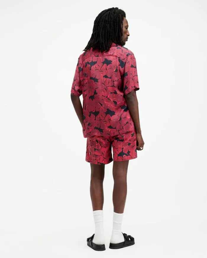 Kaza Elasticated Waist Floral Swimshorts Jet Blkred Men AllSaints Pants