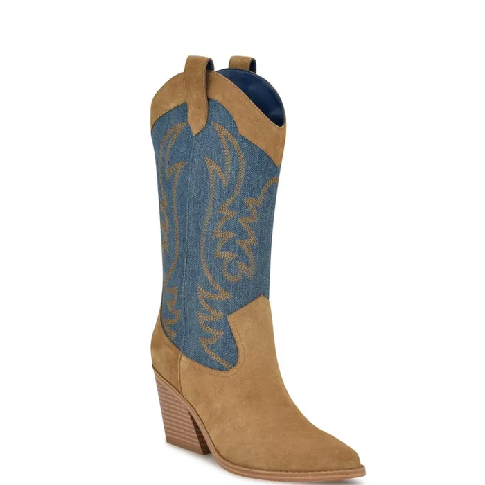 Keeks Western Boot Denimbrown Suede Women Nine West Boots and Booties Keeks Western Boot Denimbrown Suede Women Nine West Boots and Booties