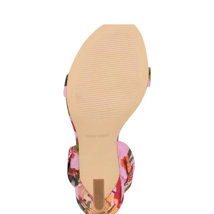 Kelsie Ankle Wrap Heeled Sandals Pink Floral Women Nine West High Heels Kelsie Ankle Wrap Heeled Sandals Pink Floral Women Nine West High Heels