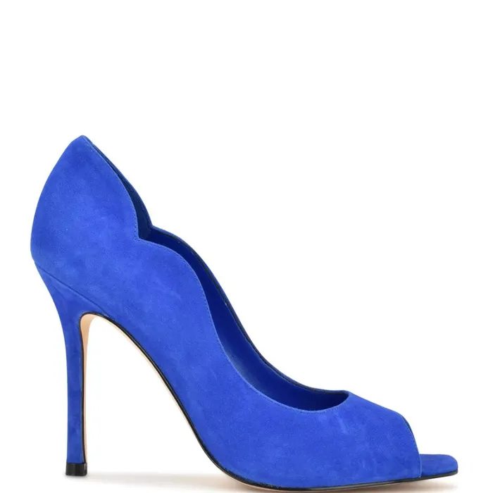 Kelyan Peep Toe Pumps Medium Blue Suede Women Nine West Pumps
