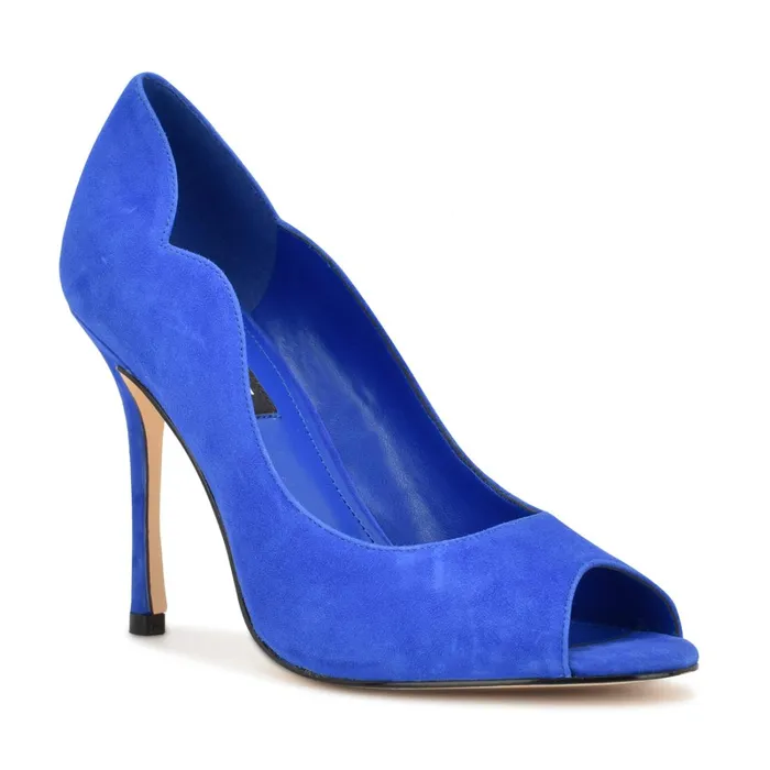 Kelyan Peep Toe Pumps Medium Blue Suede Women Nine West Pumps Kelyan Peep Toe Pumps Medium Blue Suede Women Nine West Pumps