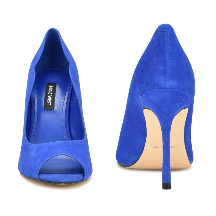 Kelyan Peep Toe Pumps Medium Blue Suede Women Nine West Pumps Kelyan Peep Toe Pumps Medium Blue Suede Women Nine West Pumps